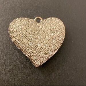 Chico’s Heart Pendant Silver Tone Clear Crystal Rhinestones